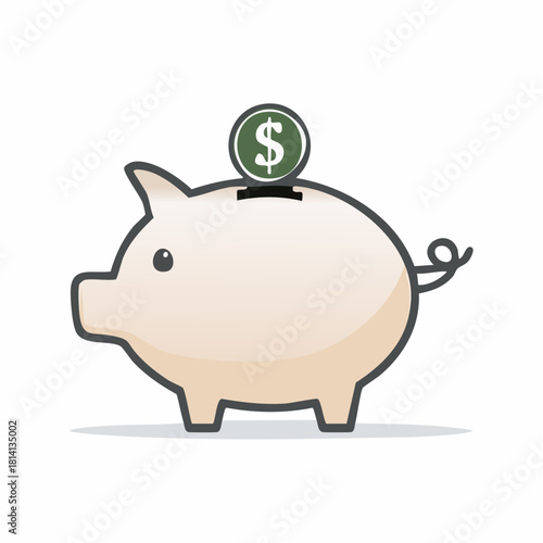 Une tirelire en forme de petit cochon, avec le signe du  dollar Américain