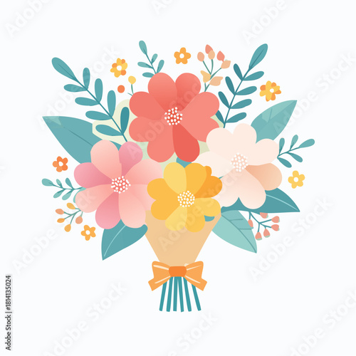 Joli bouquet de fleurs, teintes pastels, isolé sur fond blanc 