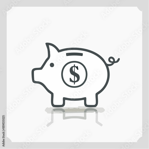 Une tirelire en forme de petit cochon, avec le signe du  dollar Américain