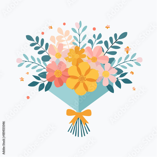 Joli bouquet de fleurs, teintes pastels, isolé sur fond blanc 