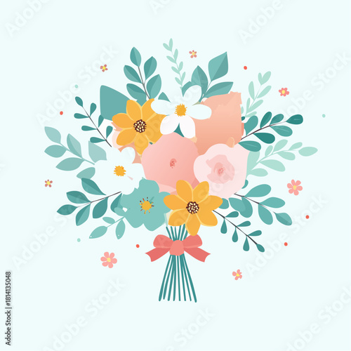 Joli bouquet de fleurs, teintes pastels, isolé sur fond blanc 