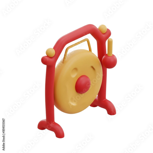 Vibrant 3D Render of a Festive Asian Gong