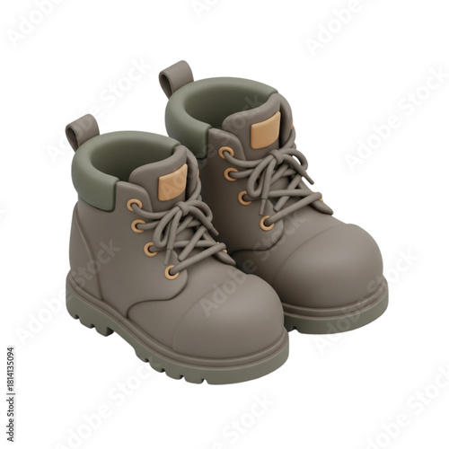 3D Rendered Pair of Durable Gray Work Boots Protection and Comfort for Construction and Outdoor Adventures