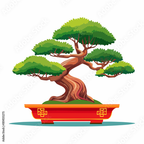 Joli bonsaï coloré, isolé sur fond blanc