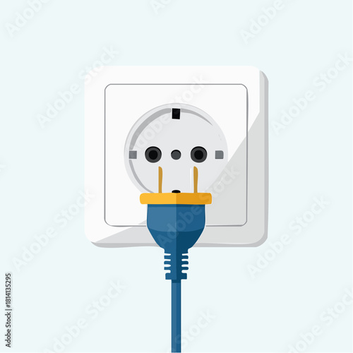 Prise électrique mâle et prise électrique murale femelle, isolé sur fond clair, énergie, électricité