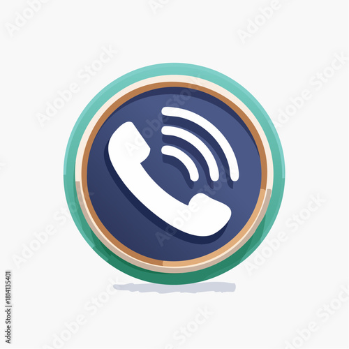 Icône d'un combiné téléphonique stylisé au milieu d'un cercle coloré, communication, appel en cours, en attente, sonnerie