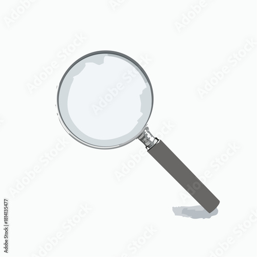 jolie loupe ronde cerclée de métal, manche noir, isolé sur fond blanc, consultation, détail, vue détaillée, business, regarder, observer