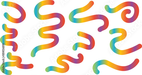 Vibrant Rainbow Gradient Line Shape Collection | Colorful Abstract Waves, Swirls & Geometric Elements for Modern Graphic Design”