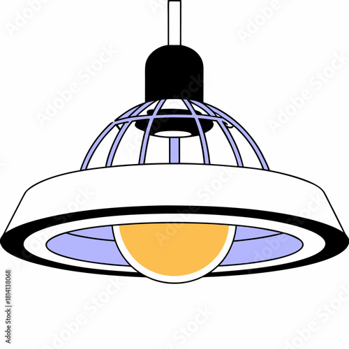 Illustration of a vintage industrial pendant light fixture isolated on