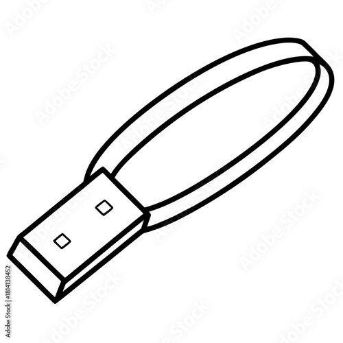Outline drawing of a usb flash drive connector with a loop