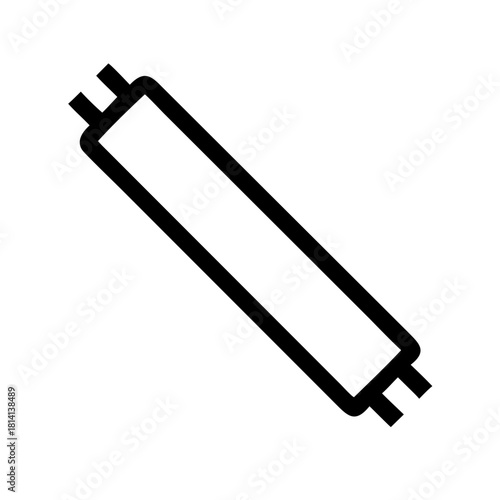 Simple black and white icon representing a fluorescent light tube isolated on