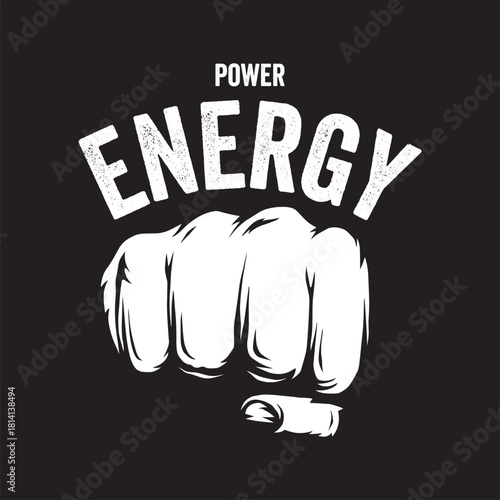 Vintage illustration logo of a strong fist energy