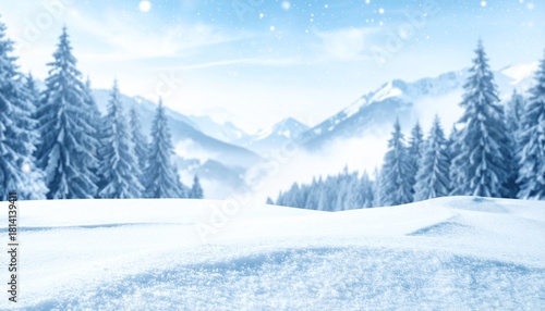 Wallpaper Mural An abstract winter mountain landscape with snowy alpine slopes and frosted trees, featuring a cold blue-and-white colour palette. Torontodigital.ca