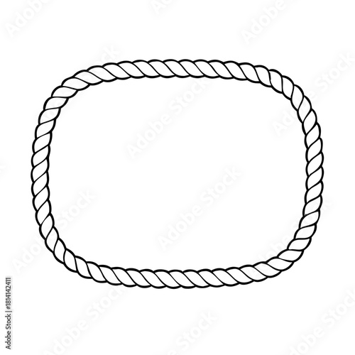 Black and white outline drawing of an oval rope frame isolated on