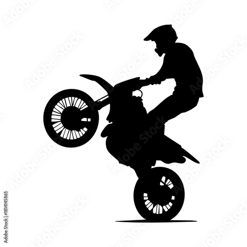 Vector illustration of BMX bikers. BMX bike tricks silhouette set. A biker doing freestyle tricks on his motorcycle silhouette