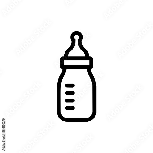 Baby feeding bottle icon vector illustration for newborn care and feeding supplies and baby products needs