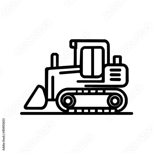 Bulldozer construction equipment vector icon heavy machinery tractor illustration for design one hundred