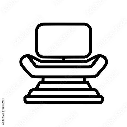 Modern massage chair recliner vector icon for relaxation and comfort in home or office furniture design