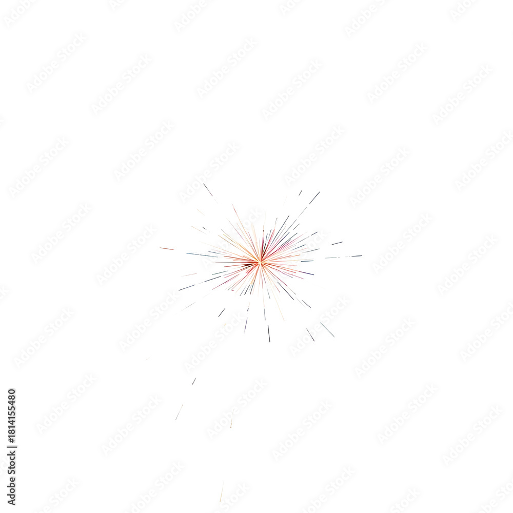 Fototapeta premium A vibrant, colorful burst of light resembling a firework or sparkler, designed as a transparent PNG element for New Year 2026 celebrations, parties, and festive overlays.