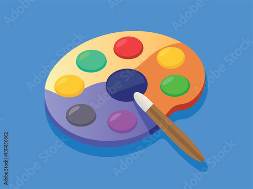 Vibrant Art Palette and Brush Flat Design