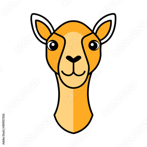 Cartoon camel head illustration isolated on white background. simple flat design for children's books or educational materials. isolated on white background, Vector, illustration