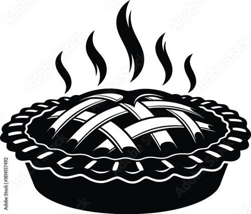 Hot steaming pie ready to eat for Thanksgiving feast or delicious dessert with lattice crust