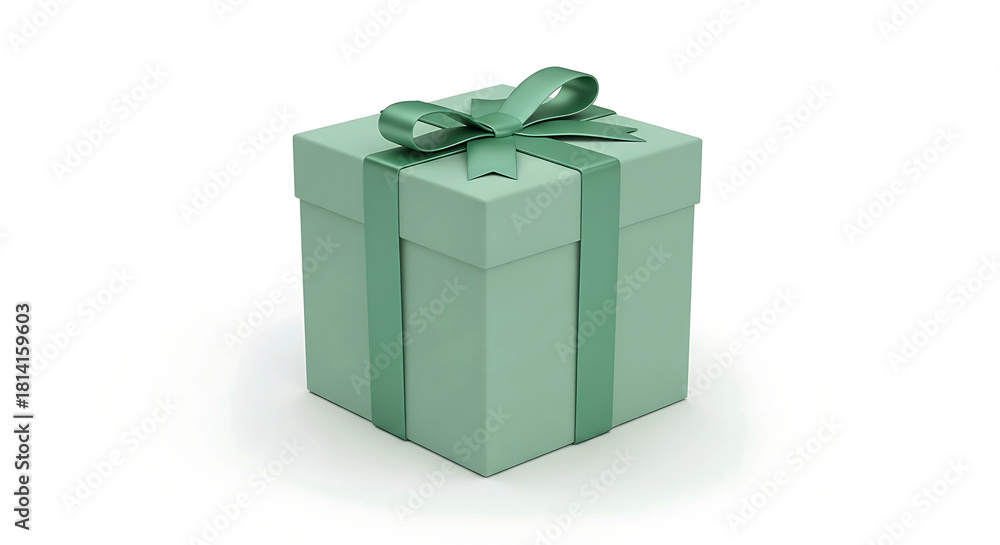 Obraz premium A beautifully wrapped gift box with a striped pattern and a satin ribbon bow presented isolated on white background
