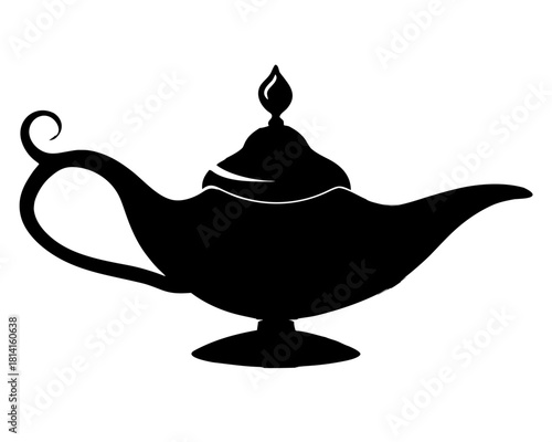 Arabic dream magic lamp black silhouette vector,magic lamp  icon