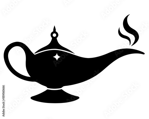 Arabic dream magic lamp black silhouette vector,magic lamp  icon