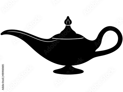 Arabic dream magic lamp black silhouette vector,magic lamp  icon