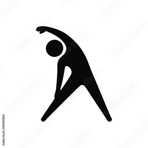 Person stretching icon doing side bend exercise workout symbol