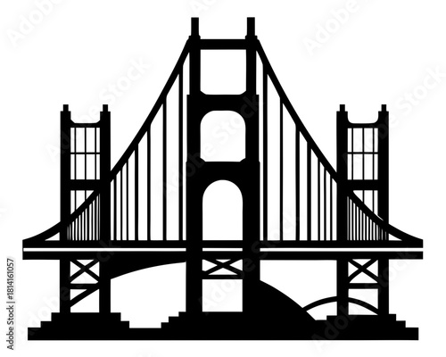 golden gate  black silhouette vector,golden gate   icon