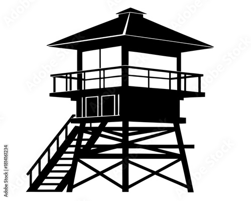 lifeguard tower black silhouette vector,lifeguard tower icon