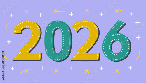Bright and Festive Illustration of the Year 2026 for New Beginnings and Planning