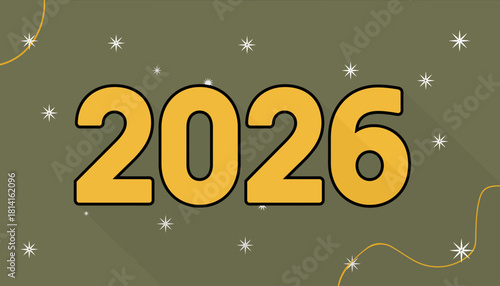 Year 2026 Celebration Graphic with Festive Snowfall Design