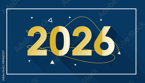 Golden Year 2026 Countdown Graphic with Abstract Future Planning Elements