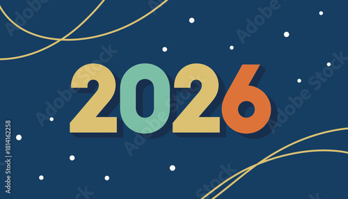 Colorful Retro Style Year 2026 Greeting Celebration Graphic Design