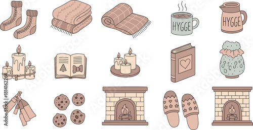 Cute Hygge Doodles – Hand-Drawn Cozy Scandinavian Icons for Comfort & Lifestyle Designs