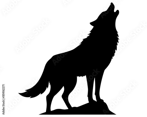 wolf howling  black silhouette vector illustration