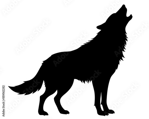 wolf howling  black silhouette vector illustration