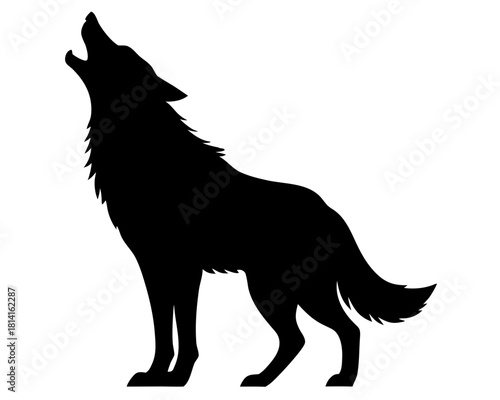 wolf howling  black silhouette vector illustration