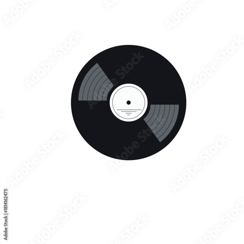 Stylized Black Vinyl Record with Gray Grooves and White Label Design