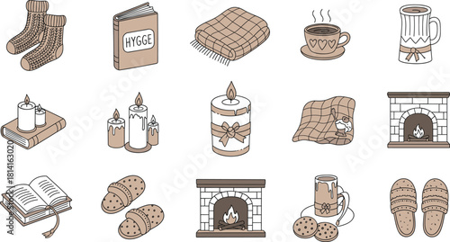 Cute Hygge Doodles – Hand-Drawn Cozy Scandinavian Icons for Comfort & Lifestyle Designs