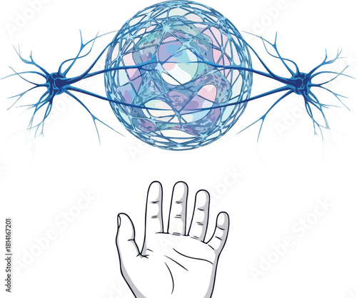 Muslim woman wearing hijab standing against abstract colorful waves background