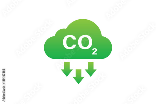 Low carbon dioxide icon. CO2 reduction icon design. Reduce carbon dioxide co2 icon.