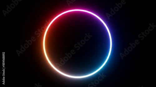 Wallpaper Mural Vibrant neon circular light glowing against a dark background, creating a mesmerizing visual effect Torontodigital.ca