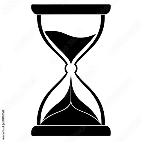 Hourglass with Sand vector clean black silhouette design white background