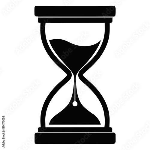 Hourglass with Sand vector clean black silhouette design white background