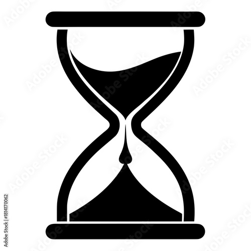 Hourglass with Sand vector clean black silhouette design white background
