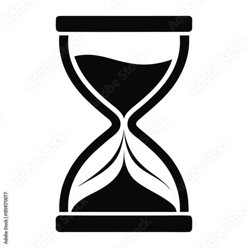 Hourglass with Sand vector clean black silhouette design white background
